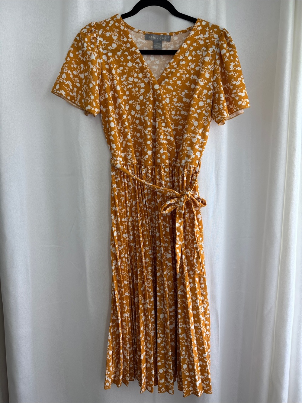 Lark + Grey Mustard Floral Midi Dress